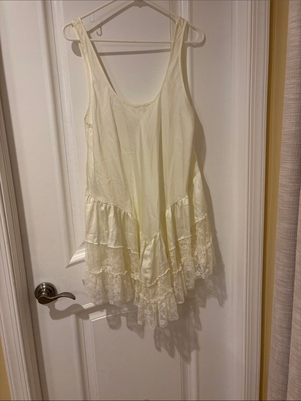 Free People Cream Lace-Tiered Mini Dress